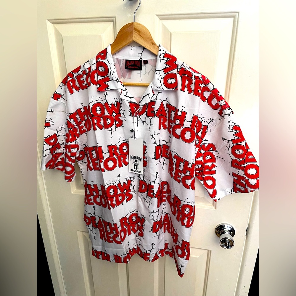 Death Row Records Short Sleeved Mens Shirt With Tags Size M Snoop Dogg Tupac Dre - Picture 1 of 4